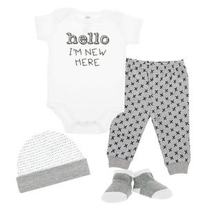 Newborn Baby Girl Boy Hello I'm New Clothing Layette Gift Set Essential Bodysuit